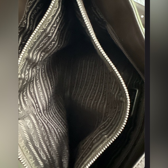 Prada Green Nylon Brown Leather Shoulder Bag - Picture 12 of 16